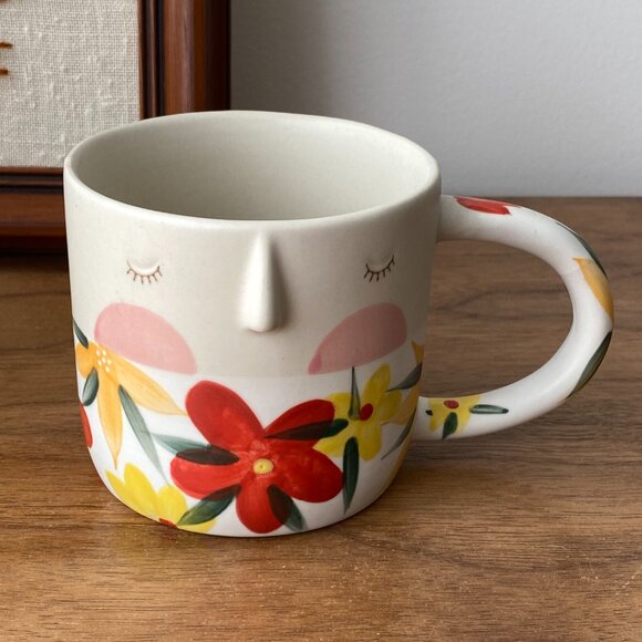 Anthropologie Face Mug by Jomini Tikkanen – Floral Ceramic Coffee Cup - Picture 2 of 6